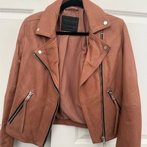 All Saints Women's Brown Leather Biker Jacket